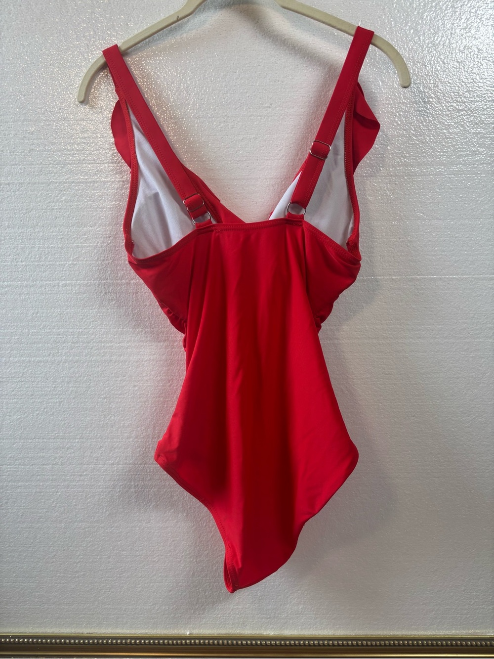 Red Ruffle One-Piece Swimsuit-XS - Picture 4 of 7